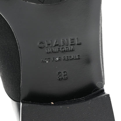 Chanel Calfskin Elastic Lace Up Cap Toe CC Loafers 38 Black 8 of 11