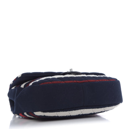 Chanel Jersey Felt Quilted Flap Red White Blue 4 of 10