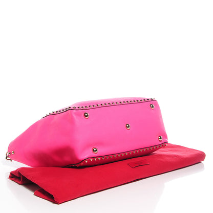 Valentino Garavani Vitello Medium Rockstud Tote Fuxia Fluo 4 of 9