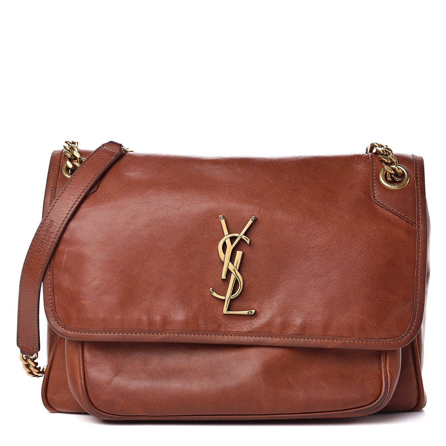 Saint Laurent Calfskin Monogram Medium Niki Chain Satchel Cognac 1 of 19