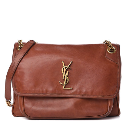 Saint Laurent Calfskin Monogram Medium Niki Chain Satchel Cognac 1 of 19