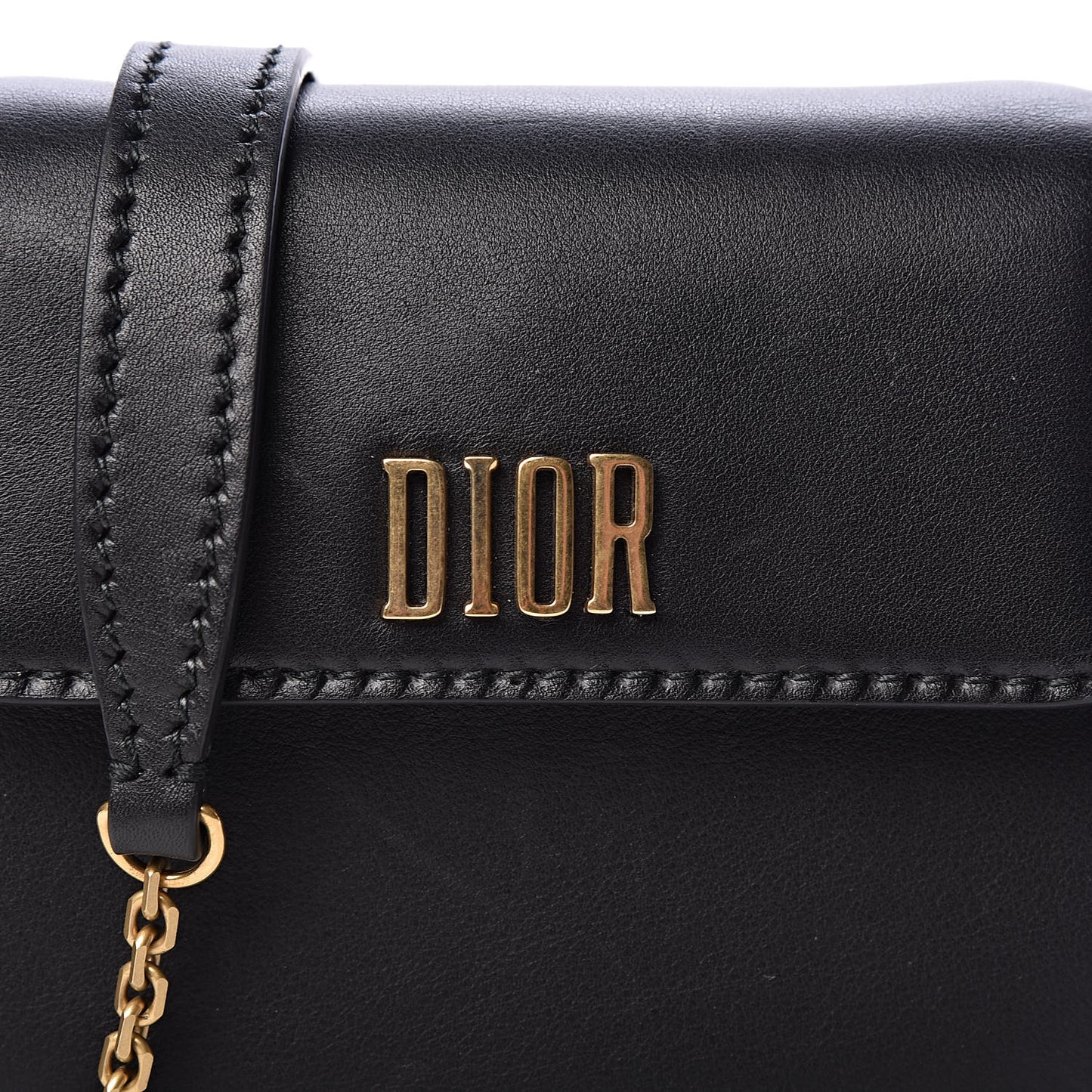 Calfskin Dio(r)evolution Clutch With Chain Black