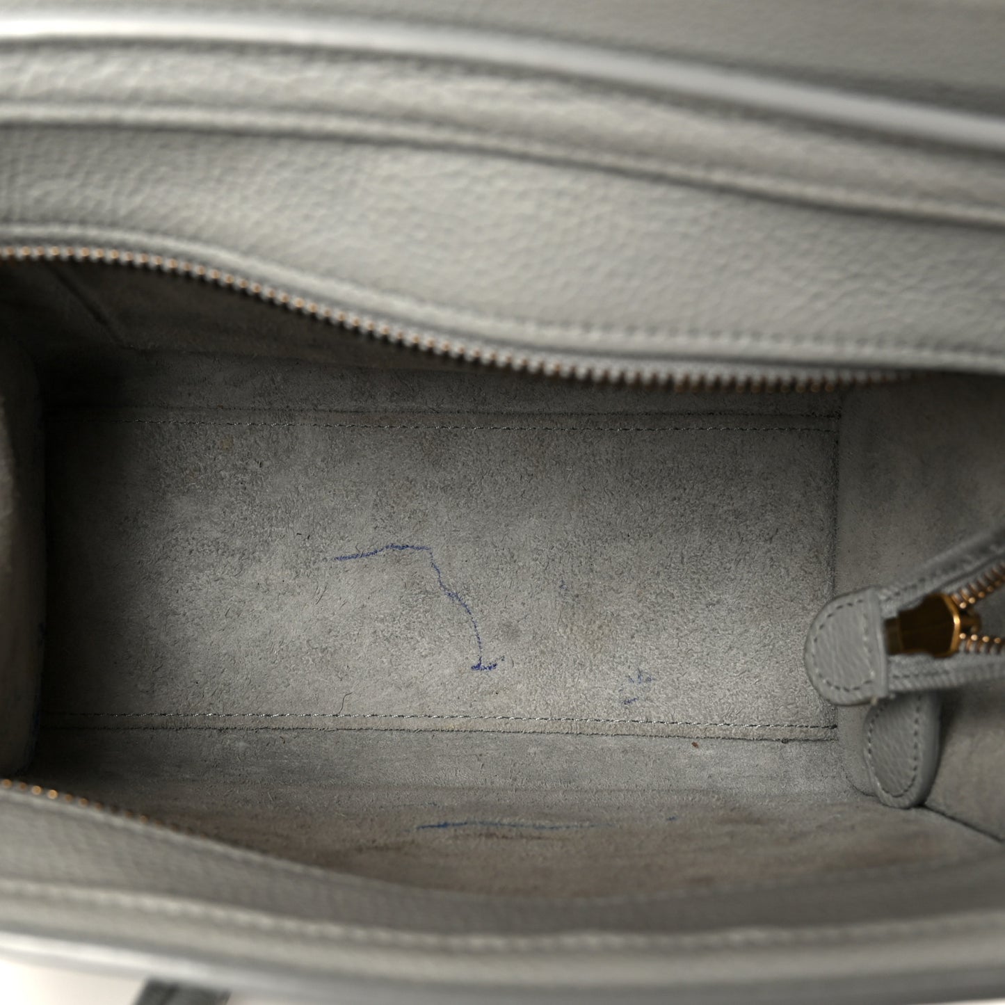 Drummed Calfskin Nano Luggage Pearl Blue