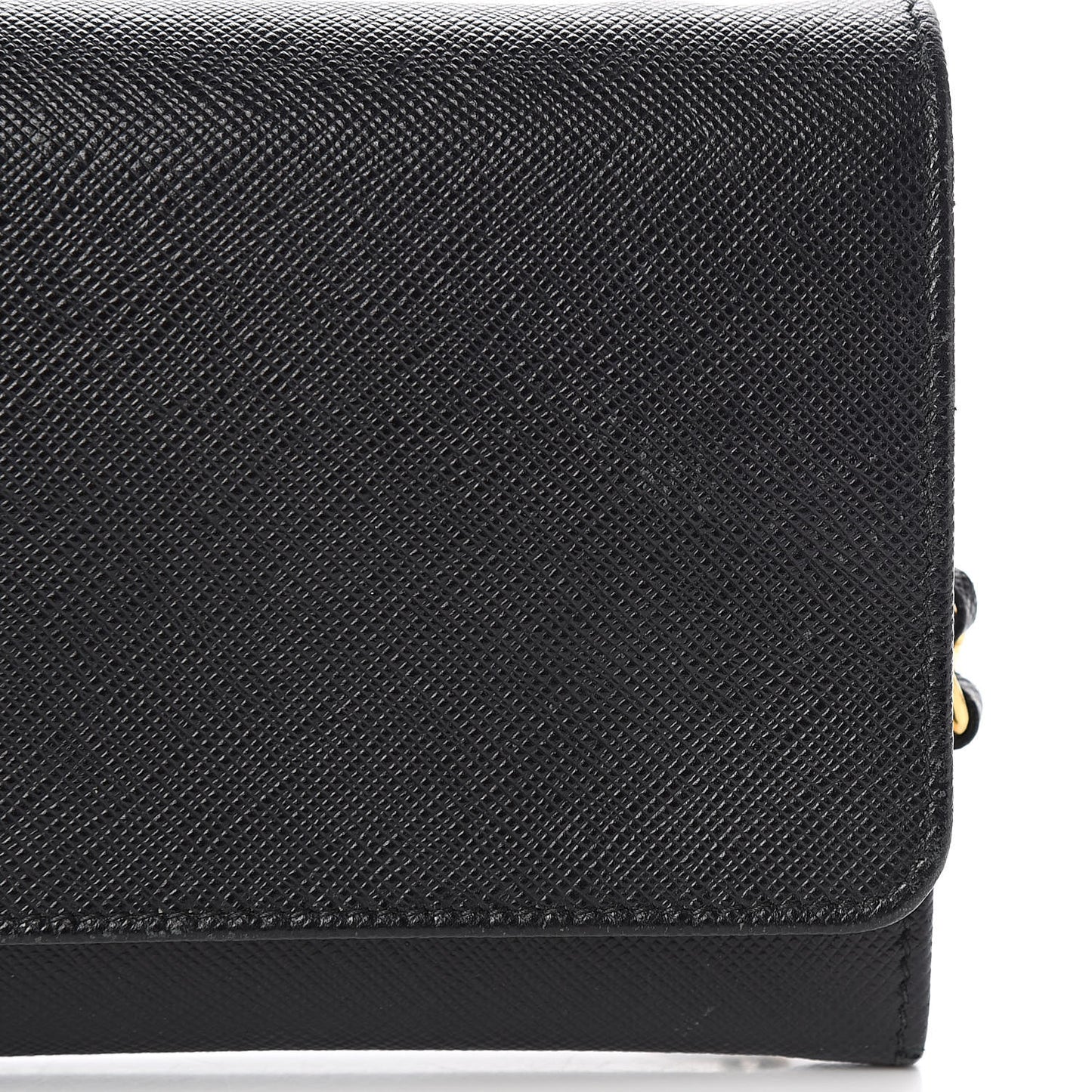 Saffiano Metal Oro Chain Wallet Black