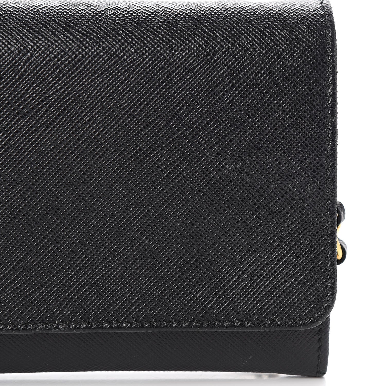 Prada Saffiano Metal Oro Chain Wallet Black 11 of 12