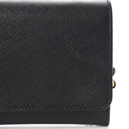 Prada Saffiano Metal Oro Chain Wallet Black 11 of 12