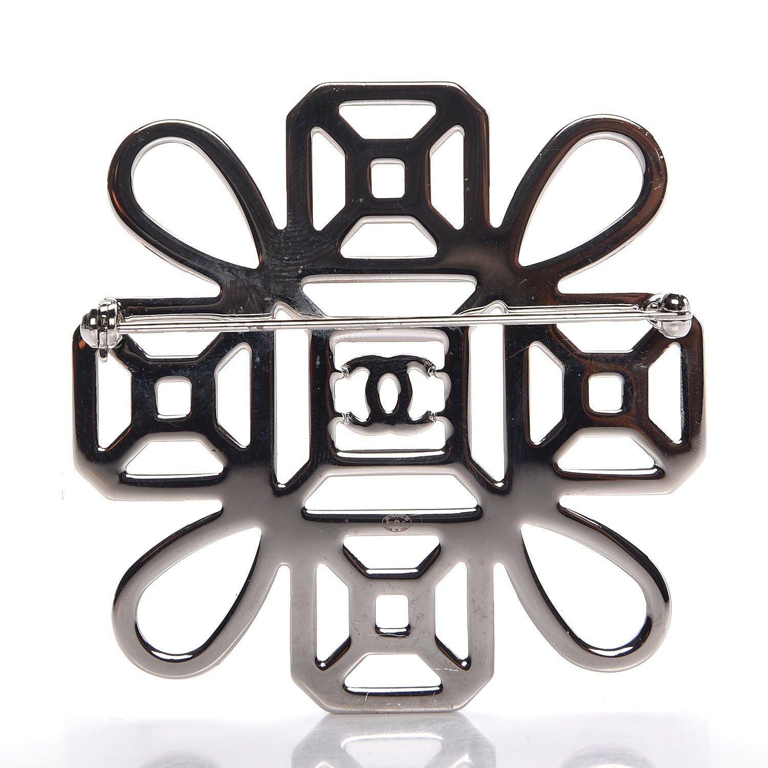 Chanel Crystal CC Brooch Silver 3 of 5