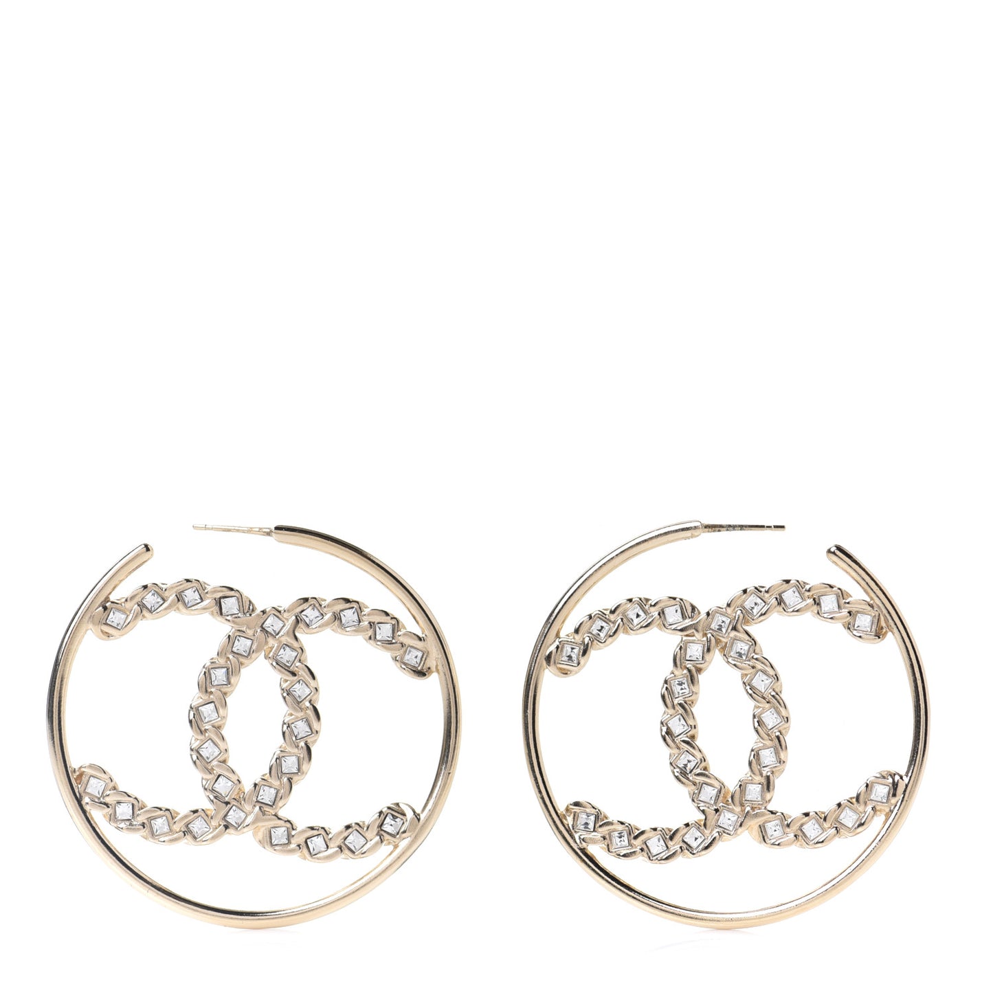 Crystal High Society CC Hoop Earrings Gold