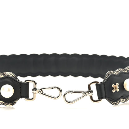 Fendi Calfskin Pearl Snakeskin Embellished Strap You Black Camelia 3 of 5