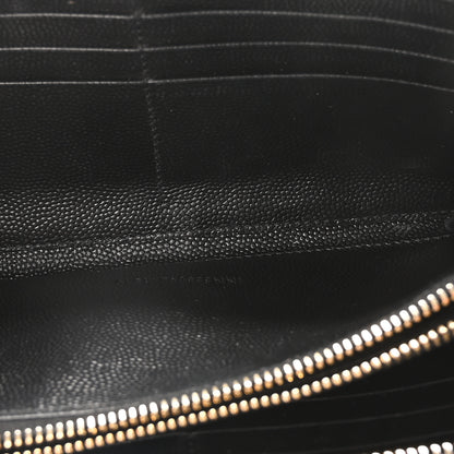 Saint Laurent Grain De Poudre Matelasse Chevron Monogram Zip Around Wallet Black 5 of 10