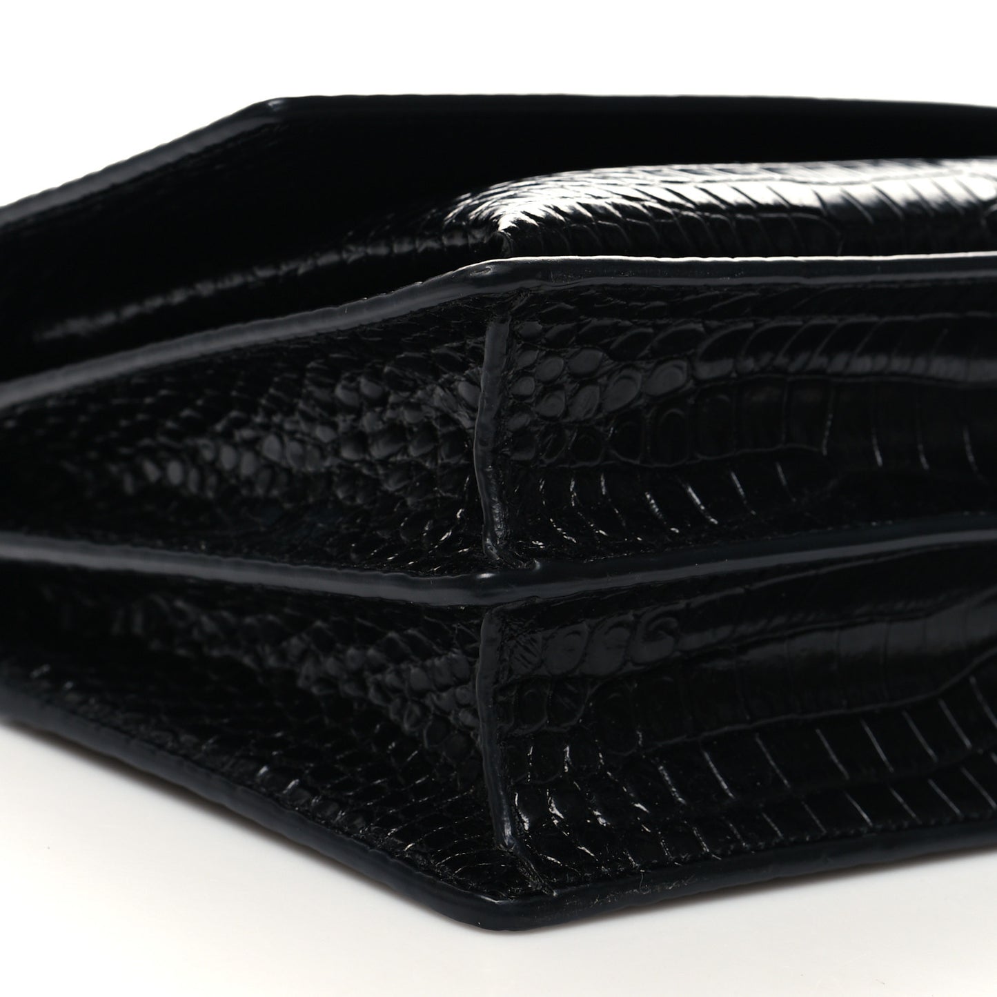 Calfskin Crocodile Embossed Medium Monogram Sunset Black