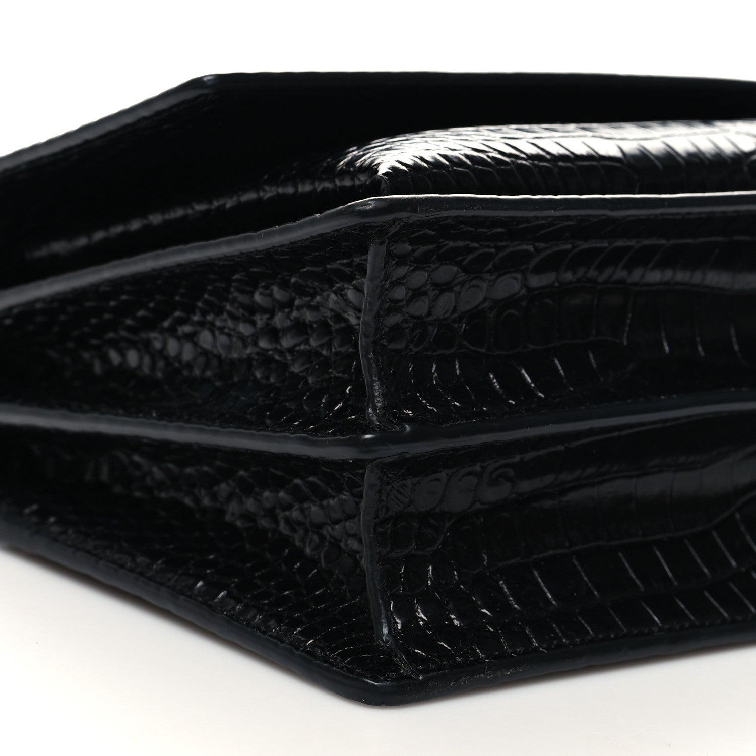 Saint Laurent Calfskin Crocodile Embossed Medium Monogram Sunset Black 10 of 11