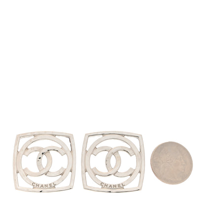 Chanel Metal Square CC Earrings Silver 2 of 5