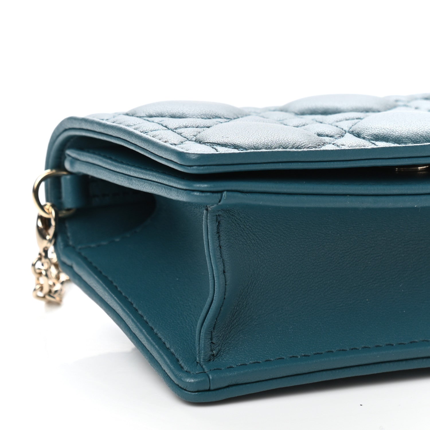 Christian Dior Lambskin Cannage Mini Waist Pouch on Chain Deep Ocean 7 of 11