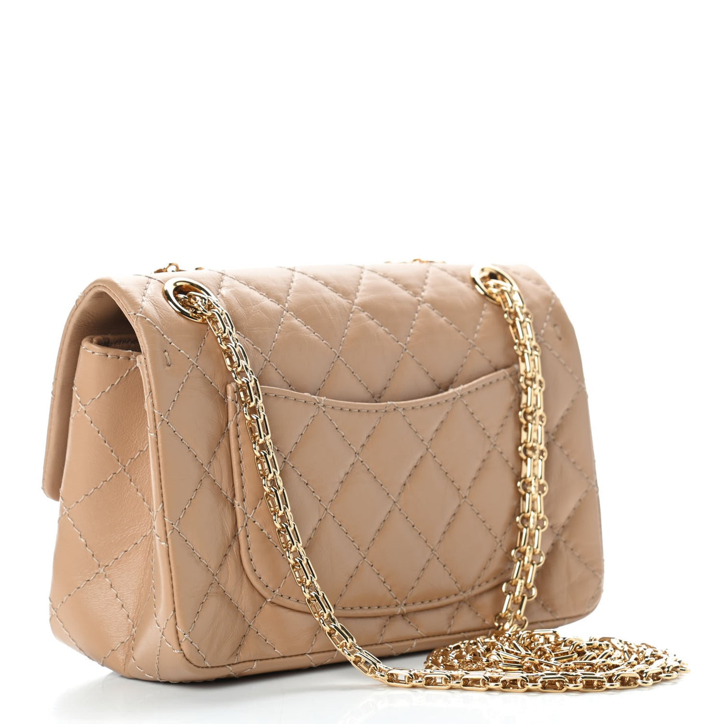 Aged Calfskin Quilted 2.55 Reissue Mini Flap Beige