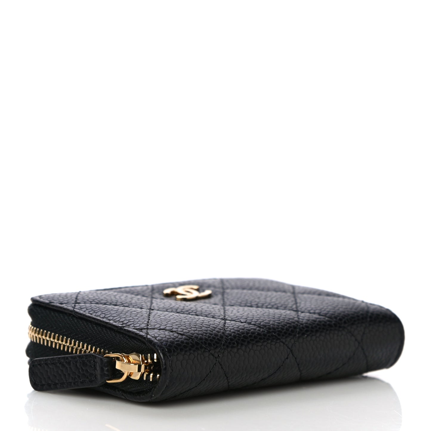 Caviar Quilted Classic Zipped Coin Purse Black