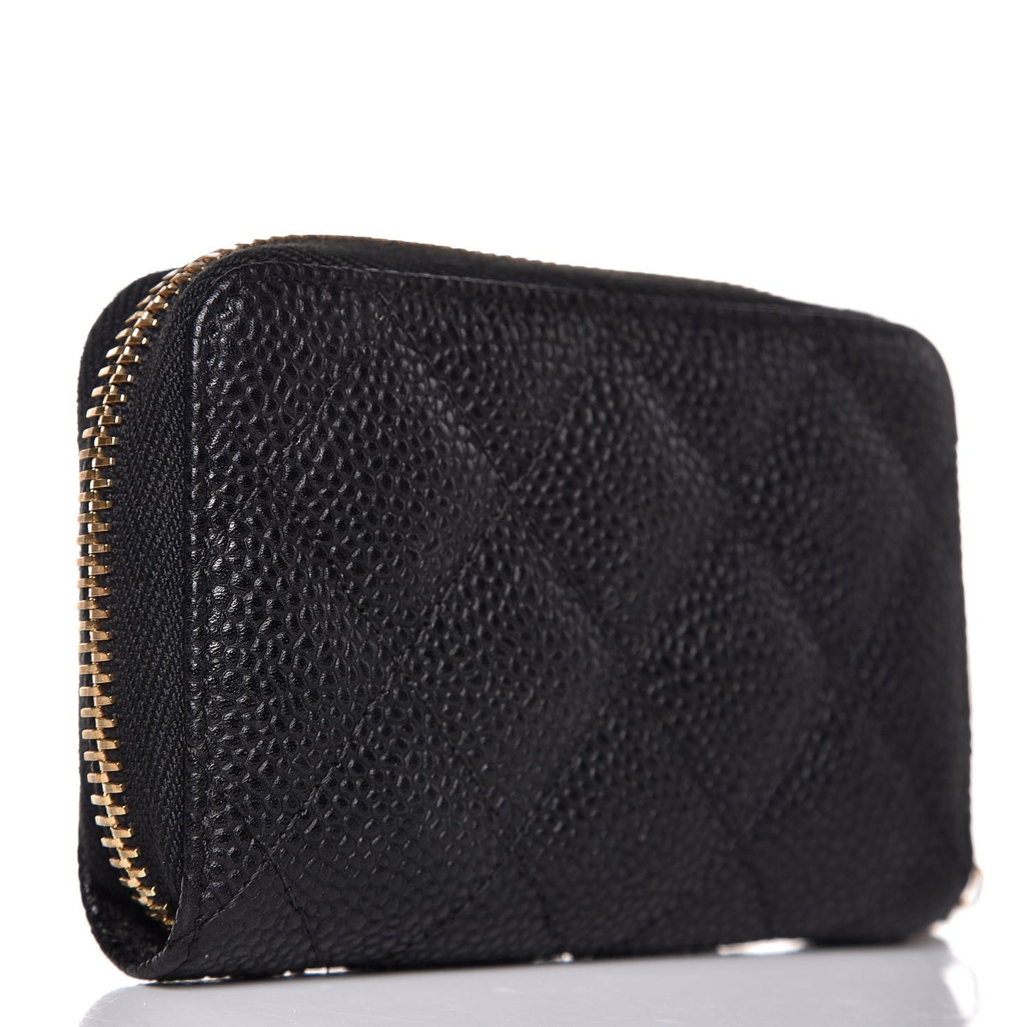 Caviar Quilted Zip Coin Purse Black