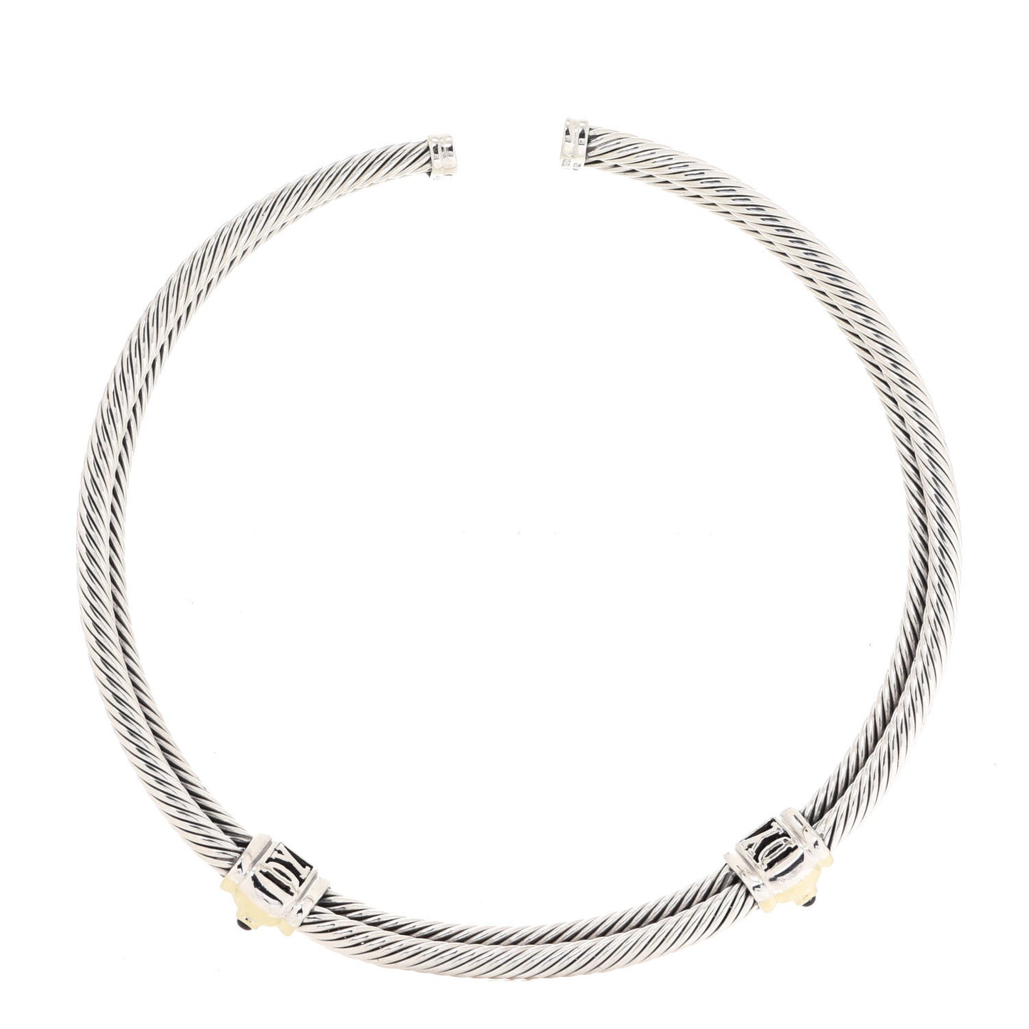 Sterling Silver 14K Yellow Gold Tourmaline Iolite Renaissance Cable Choker Necklace