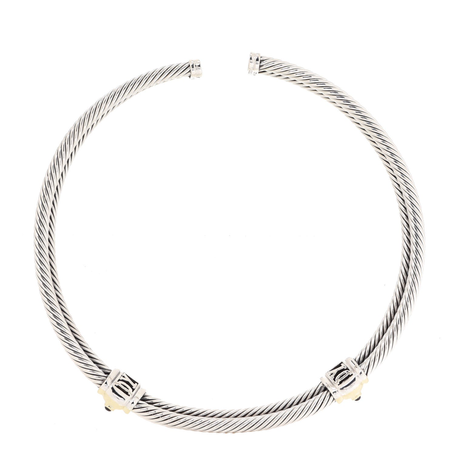 David Yurman Sterling Silver 14K Yellow Gold Tourmaline Iolite Renaissance Cable Choker Necklace 3 of 4