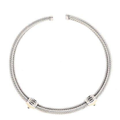 David Yurman Sterling Silver 14K Yellow Gold Tourmaline Iolite Renaissance Cable Choker Necklace 3 of 4