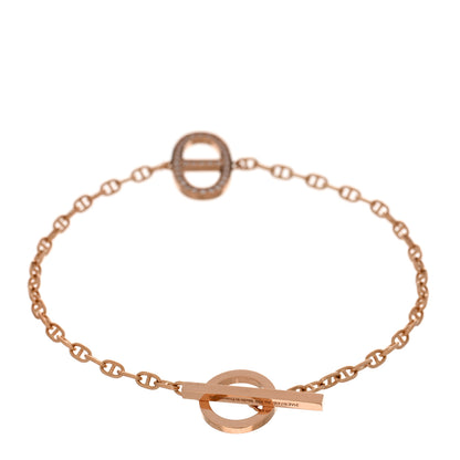 Hermes 18K Rose Gold Diamond Chaine D'Ancre Contour Bracelet XS 2 of 5
