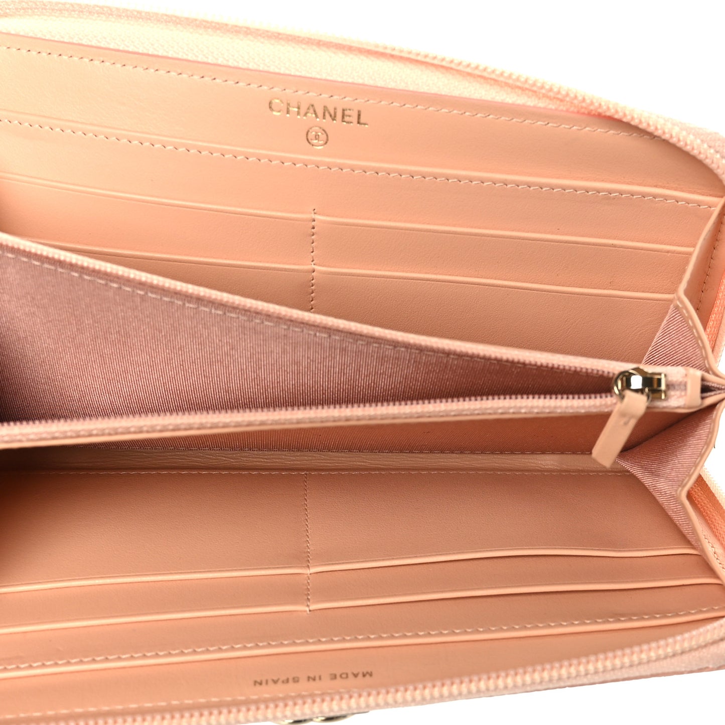 Caviar Quilted Boy Long Zip Around Wallet Light Pink