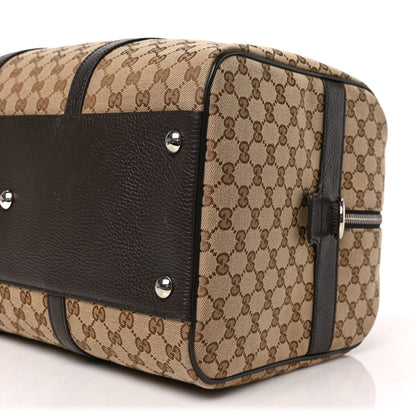 Gucci Monogram Dollar Calfskin Boston Duffle Bag Beige Ebony Testa di Moro Marrone Scuro 8 of 8