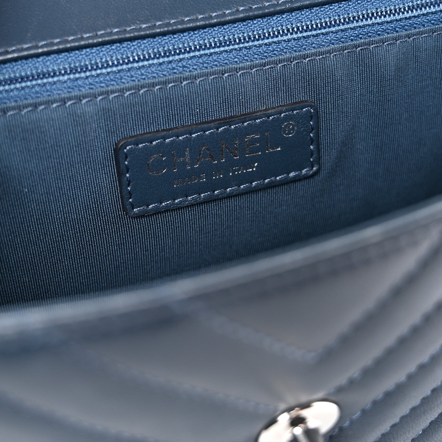 Chanel Lambskin Chevron Medium Single Flap Navy 6 of 12