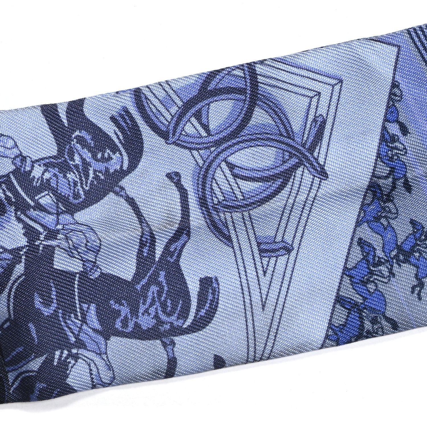 Hermes Silk Cheval Phoenix Twilly Marine Ciel Cobalt 5 of 5