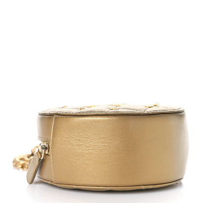 Chanel Metallic Lambskin Quilted Egyptian Amulet Round Clutch With Chain Gold 4 of 9