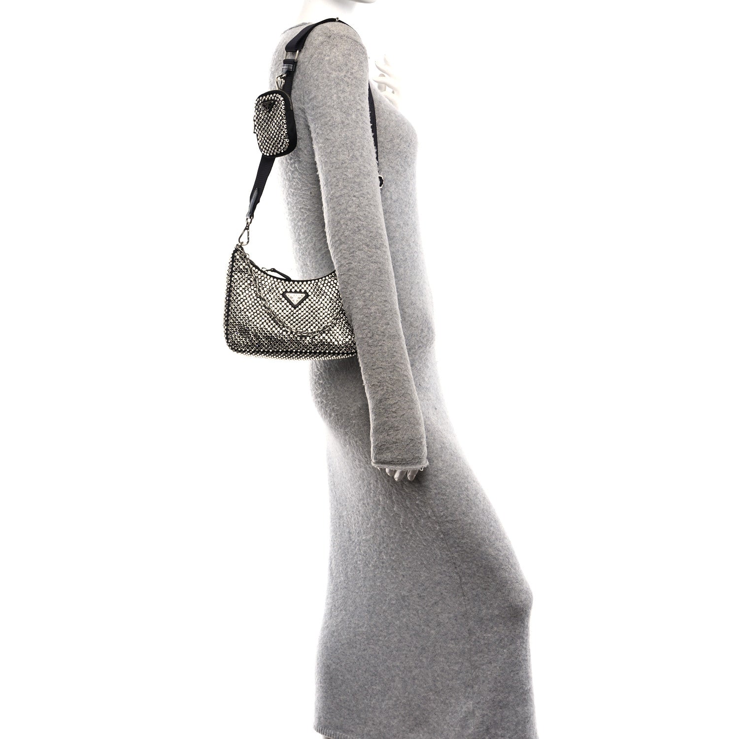 Prada Satin Crystal Re-Edition 2005 Shoulder Bag Cristal 2 of 11