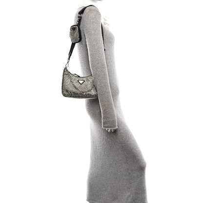 Prada Satin Crystal Re-Edition 2005 Shoulder Bag Cristal 2 of 11