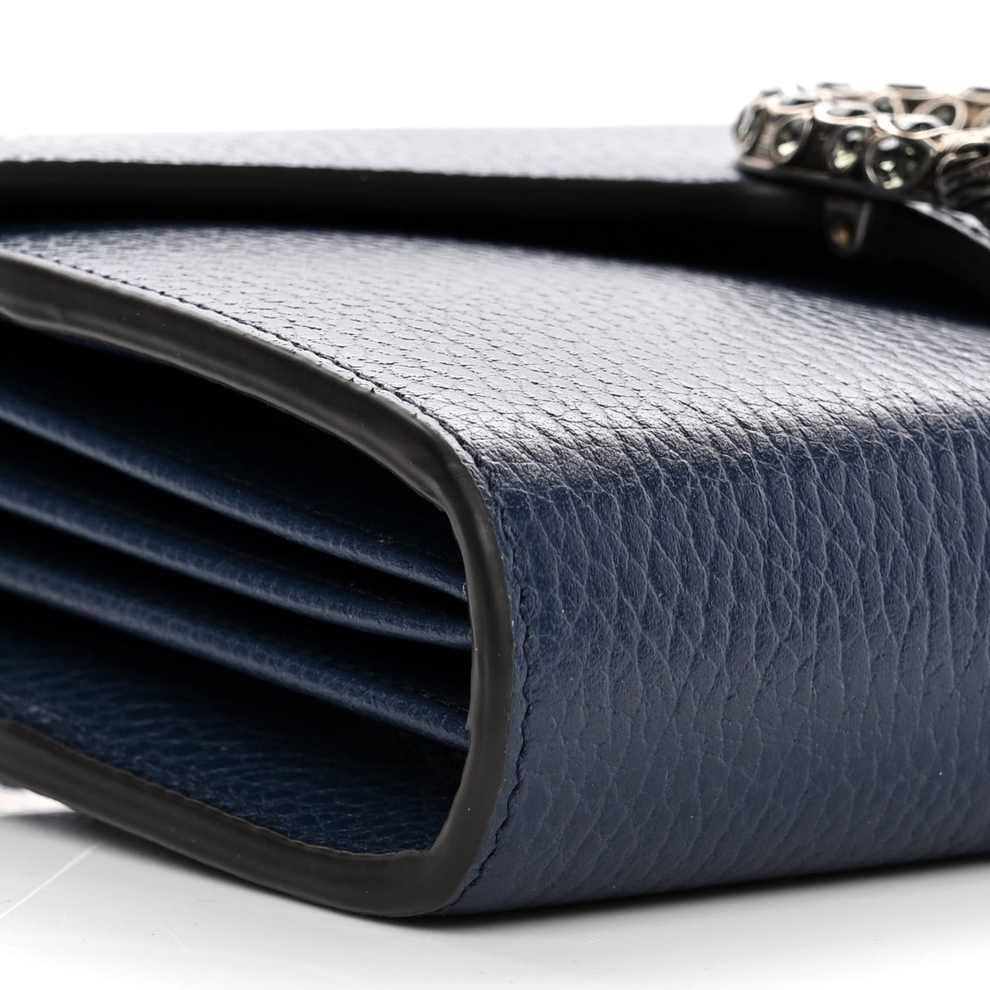 Dollar Calfskin Crystal Mini Dionysus Chain Wallet Blue Agata Black Diamond