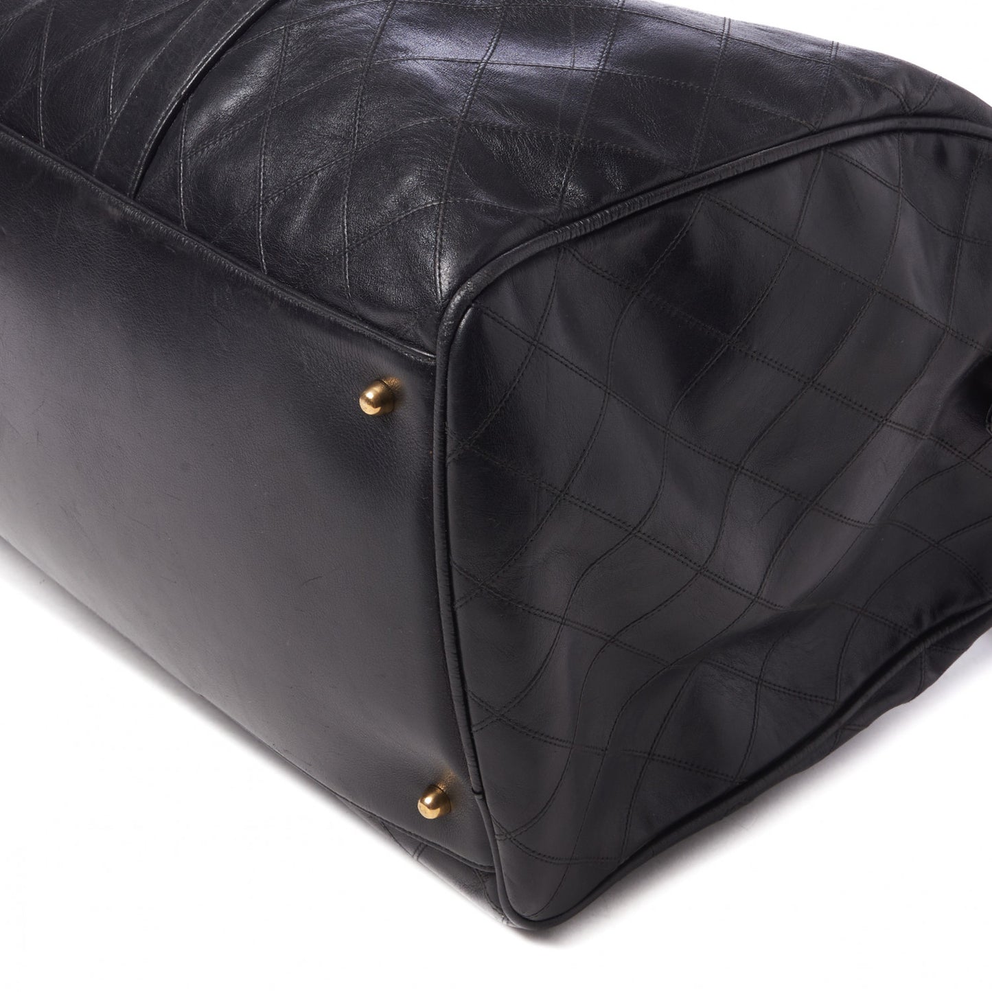 Calfskin Stitched Duffel Bag Black