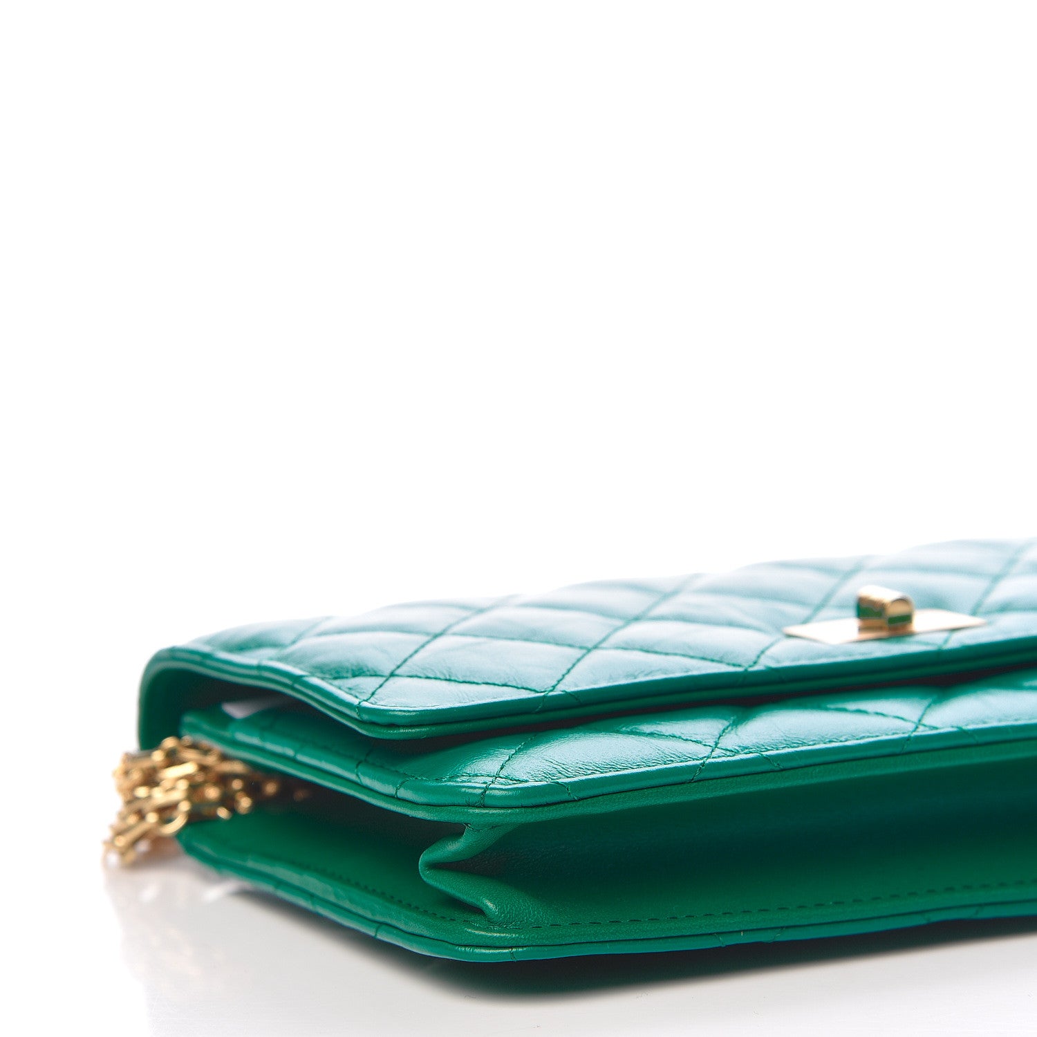 Chanel Aged Calfskin Quilted Reissue Wallet On Chain WOC Green 9 of 11