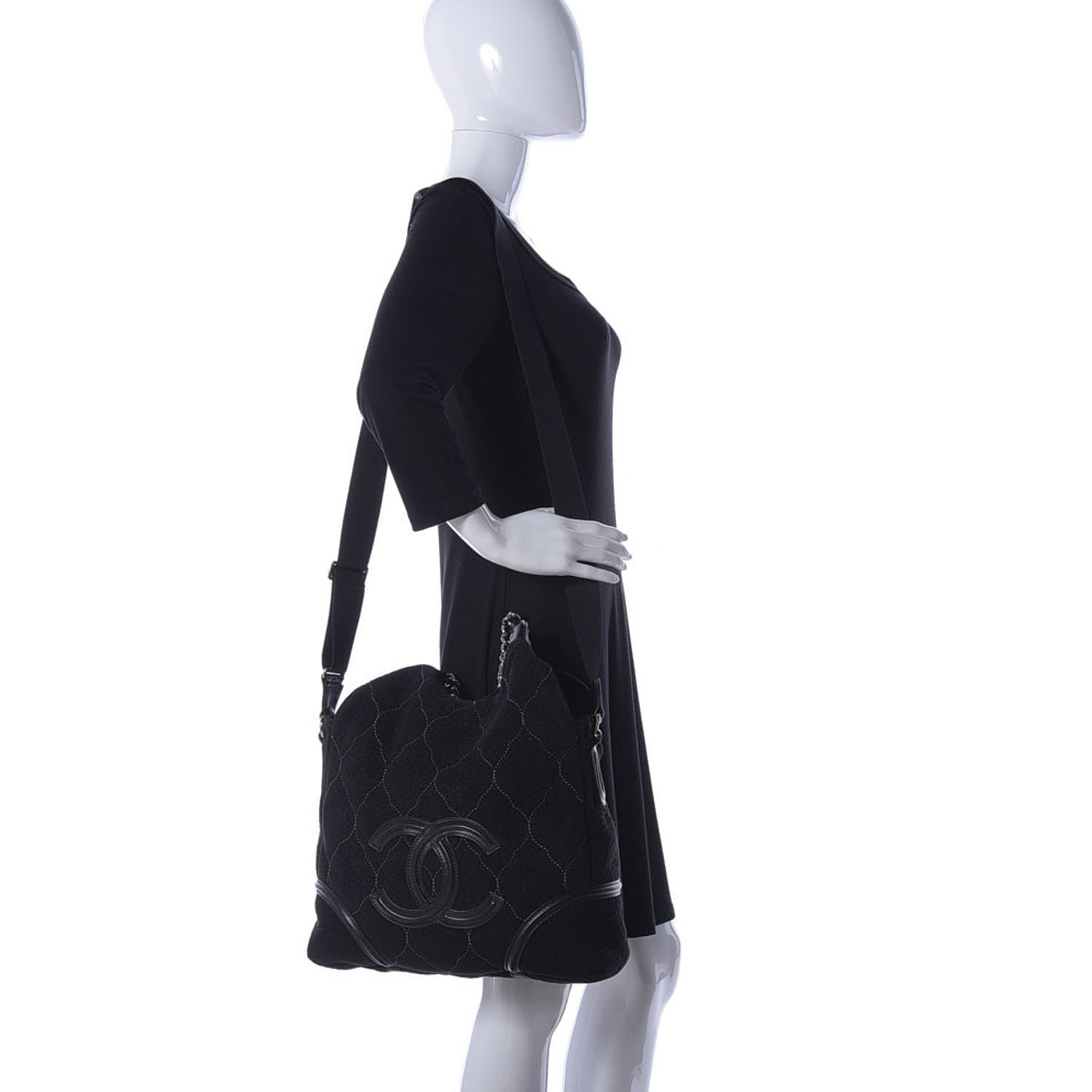 Chanel Microsuede Quilted Rodeo Drive Hobo Black 2 of 11