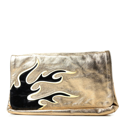 Prada Nappa Flame Flap Clutch Platino 1 of 7