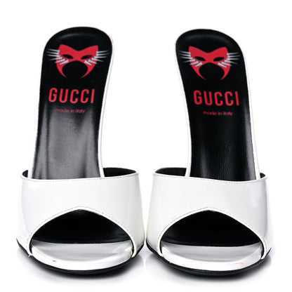 Gucci Polished Calfskin Scarlet High Heel Slide Sandals 38.5 Great White 2 of 11