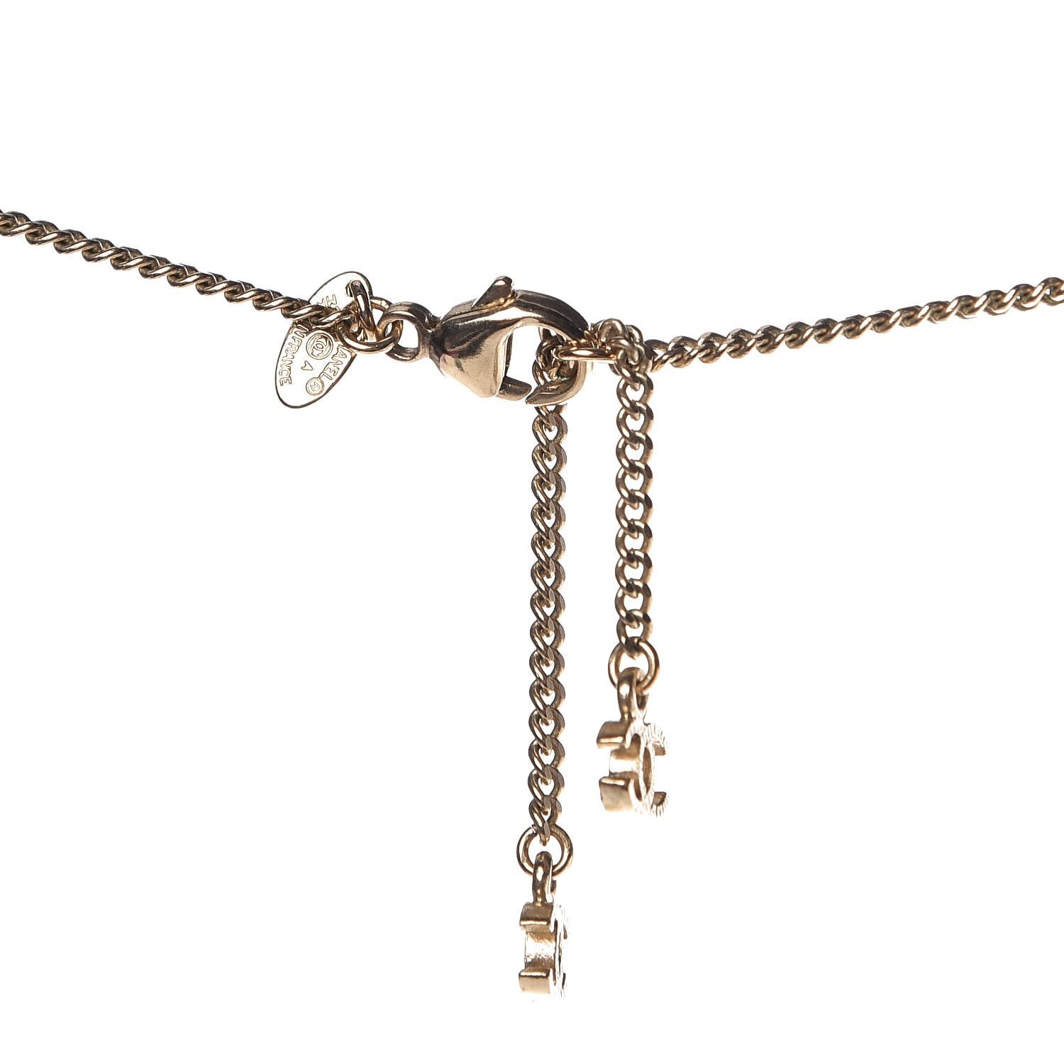 Chanel Resin Enamel CC Drop Necklace Light Gold 4 of 4