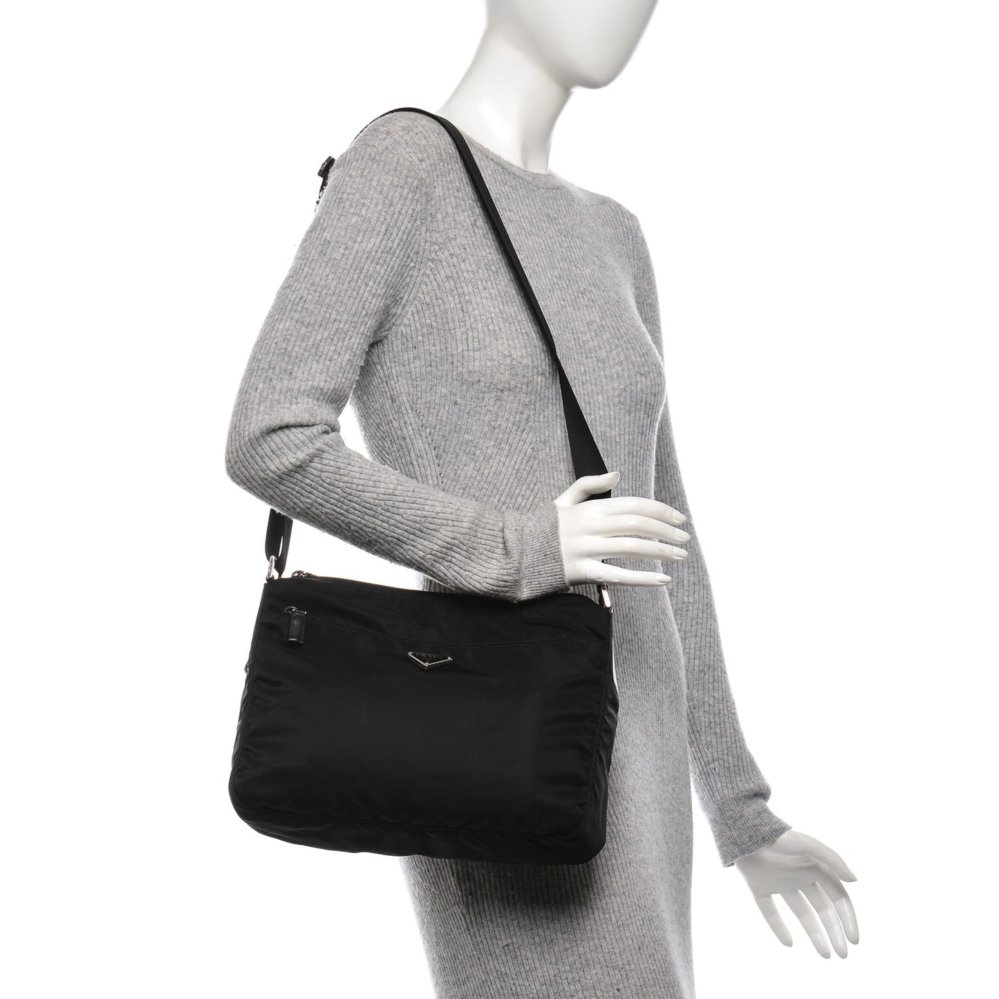 Nylon Saffiano Vela Messenger Bag Nero Black