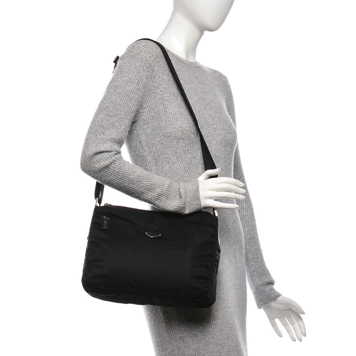 Prada Nylon Saffiano Vela Messenger Bag Nero Black 9 of 14
