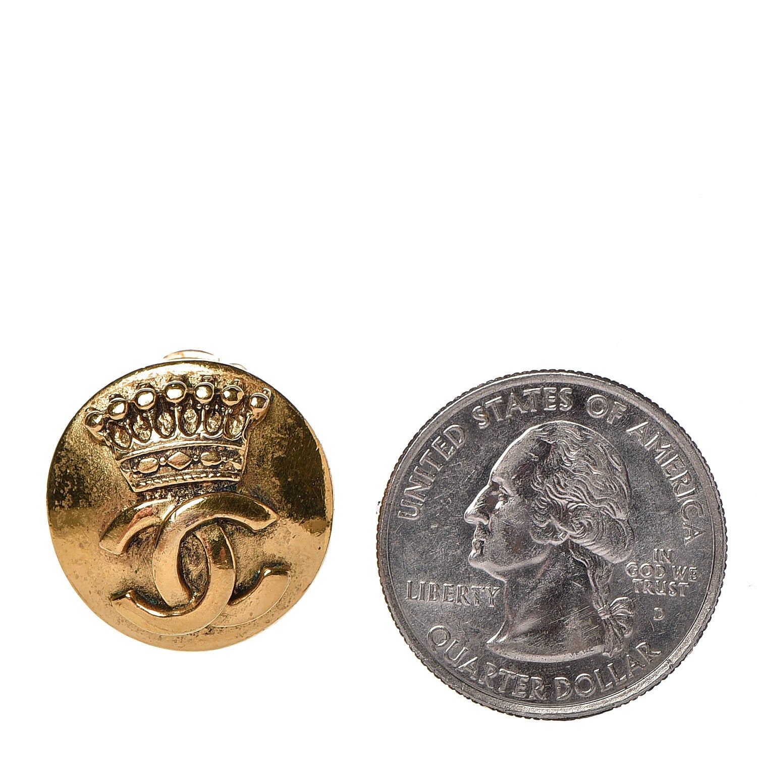 Chanel CC Crown Clip On Earrings Gold 2 of 4