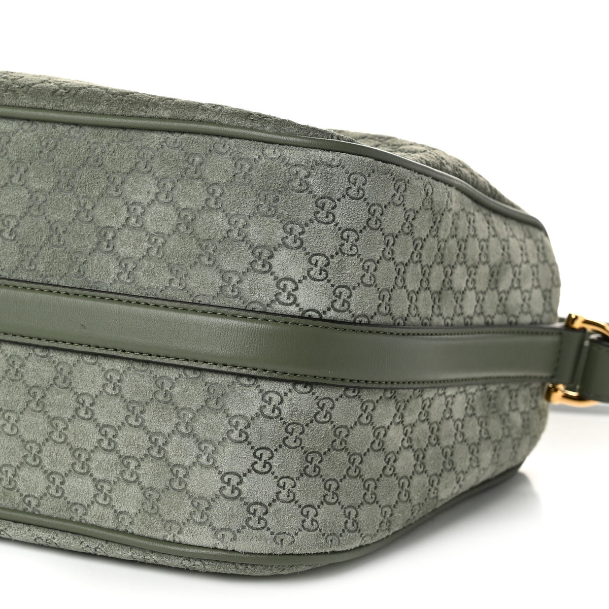 Suede GG Monogram Half Horsebit Medium Shoulder Bag Sage