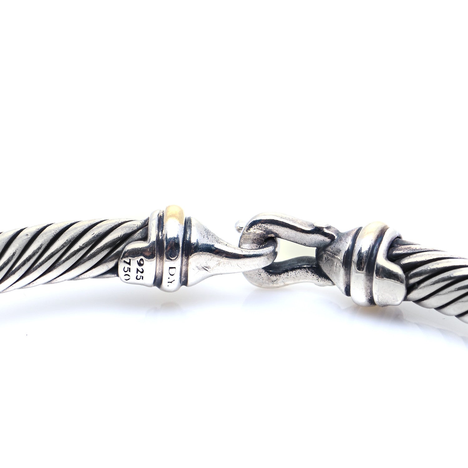 David Yurman Sterling Silver 18K Yellow Gold 5mm Cable Classic Buckle Bracelet 4 of 4