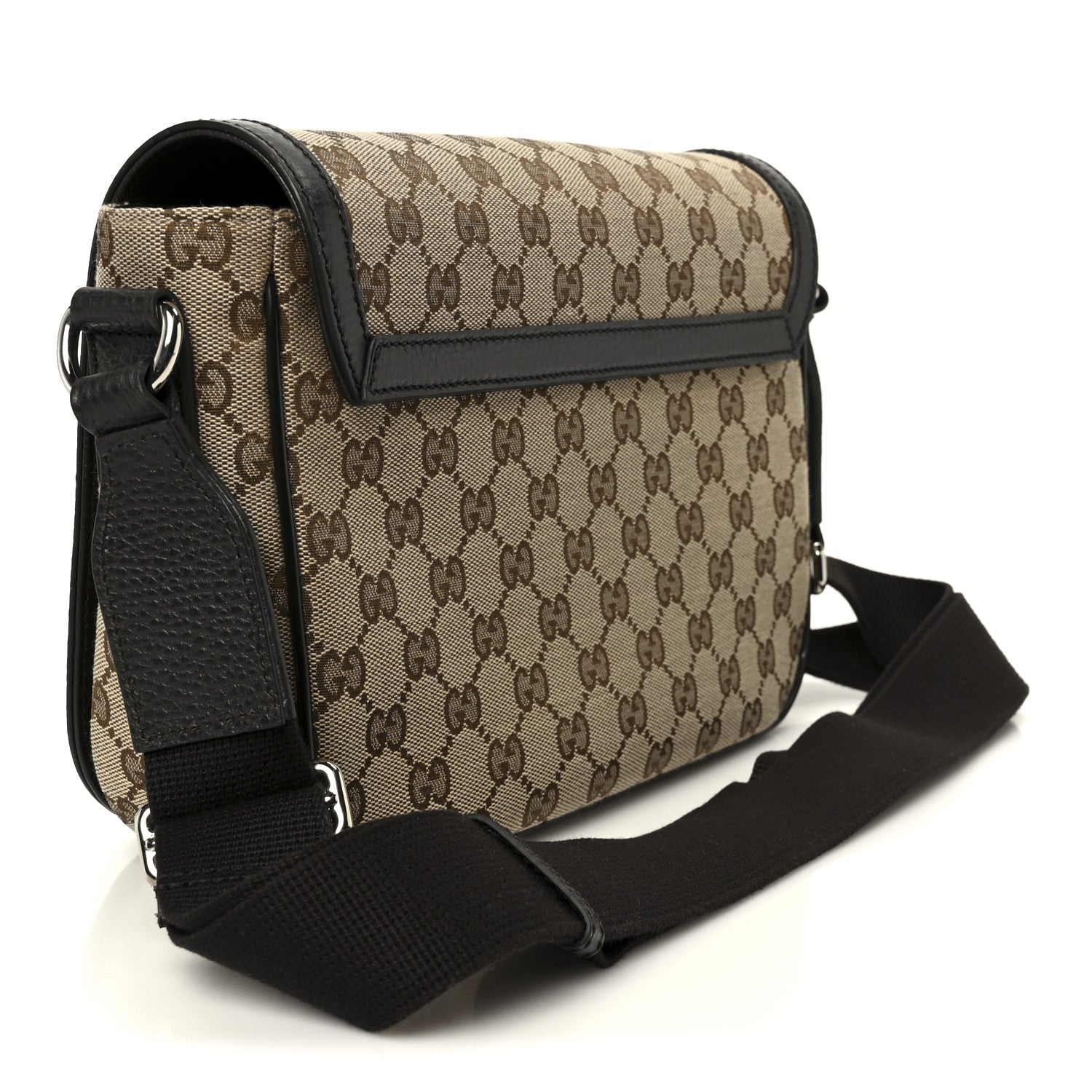 Gucci Monogram Flap Messenger Bag Beige Dark Brown 3 of 11
