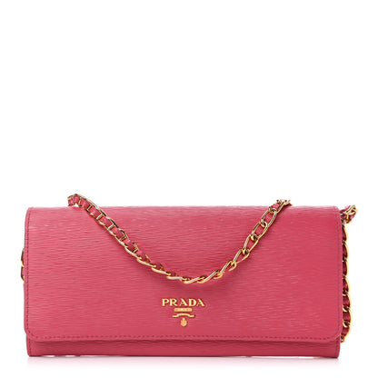 Prada Vitello Move Oro Chain Wallet Peonia 1 of 4