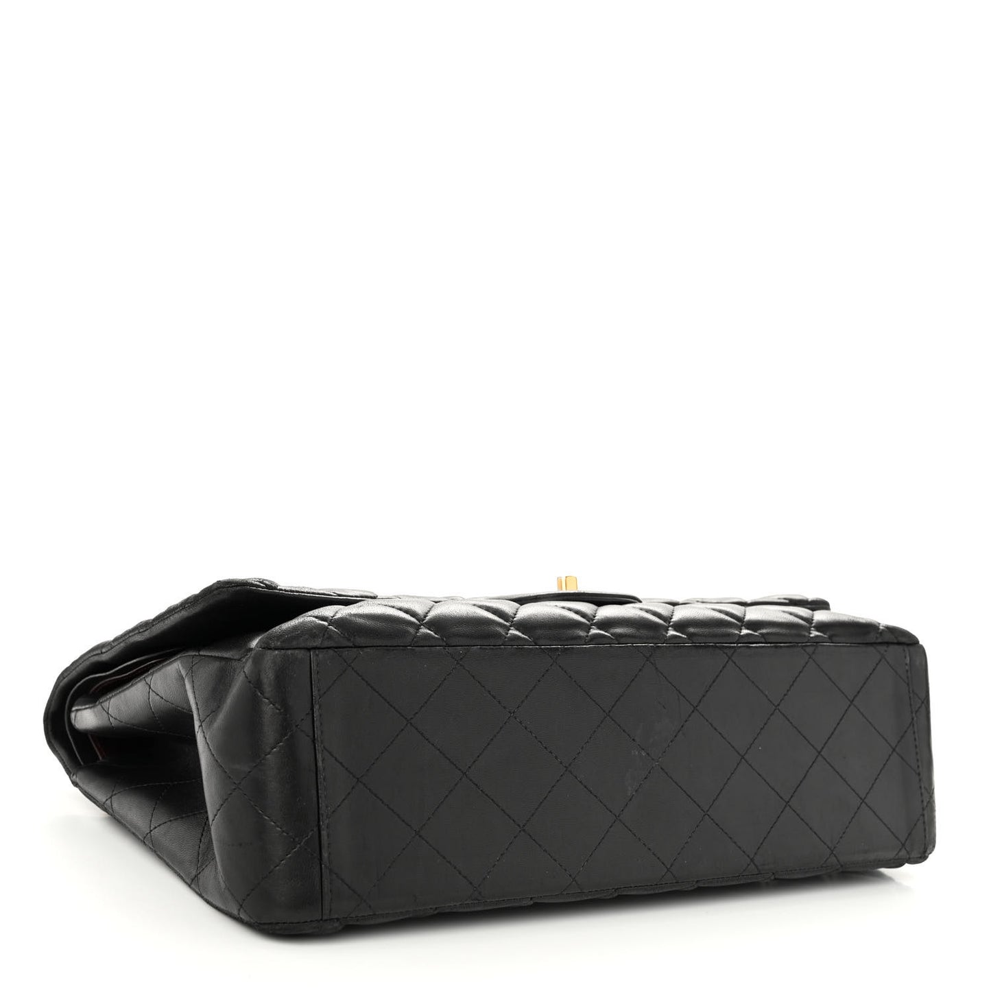 Lambskin Quilted Maxi Double Flap Black