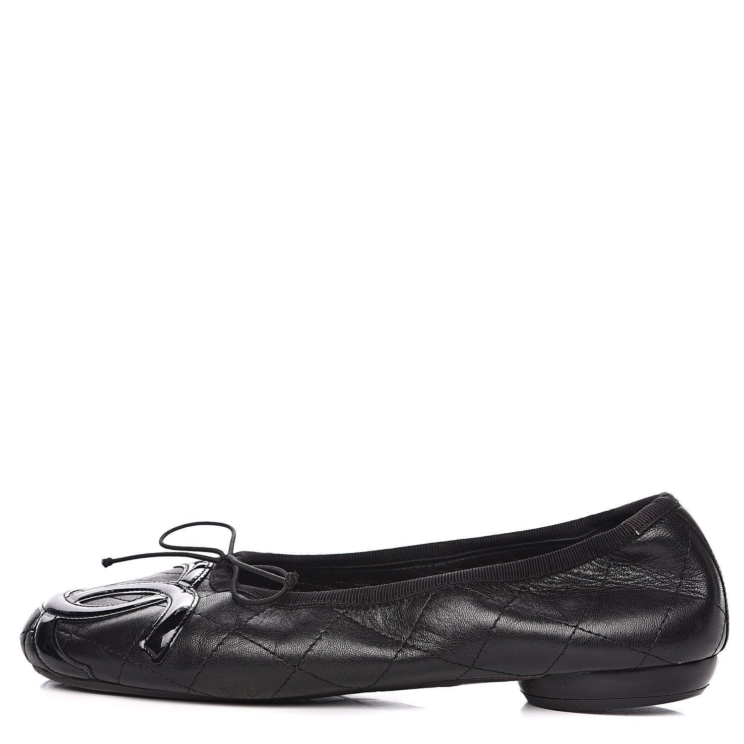 Chanel Lambskin Quilted Cambon Ballerina Flats 38 Black 1 of 11