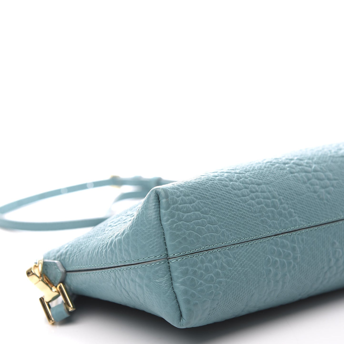 Signature Grain Calfskin Check Embossed Small Chichester Crossbody Clutch Bag Aqua Green
