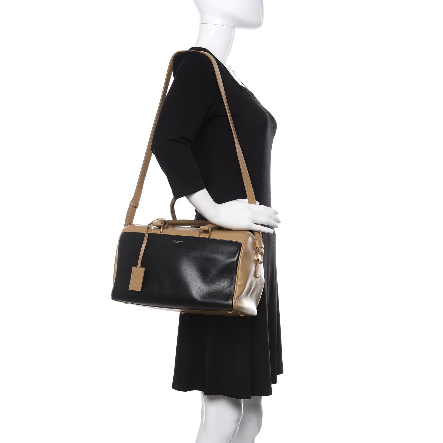 Saint Laurent Smooth Calfskin Bi-Color Duffle 6 Beige Black 2 of 10